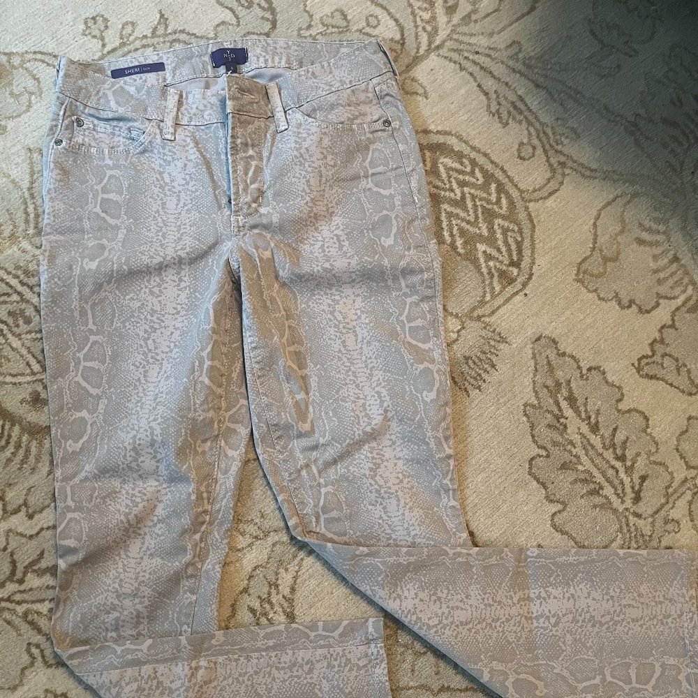 NYDJ snake skin grey and beige jeans